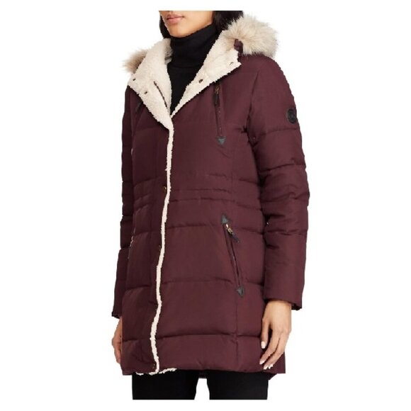 LAUREN RALPH LAUREN Faux Shearling Lined Down & Feather Coat - Picture 1 of 6